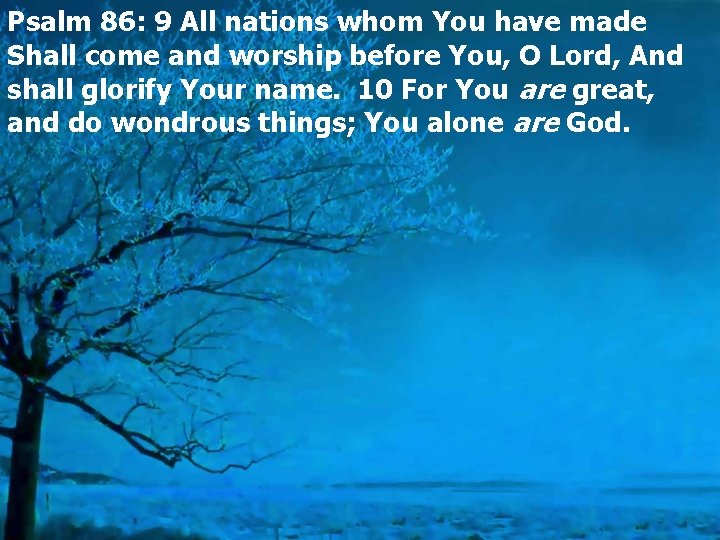 Psalm 86: 9 All nations whom You have made Shall come and worship before