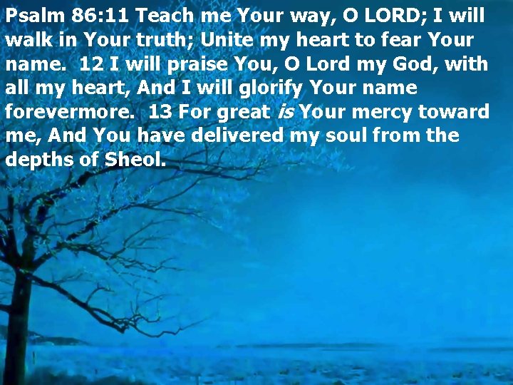 Psalm 86: 11 Teach me Your way, O LORD; I will walk in Your