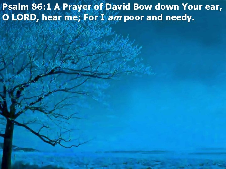 Psalm 86: 1 A Prayer of David Bow down Your ear, O LORD, hear