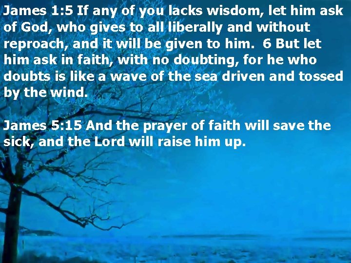 James 1: 5 If any of you lacks wisdom, let him ask of God,