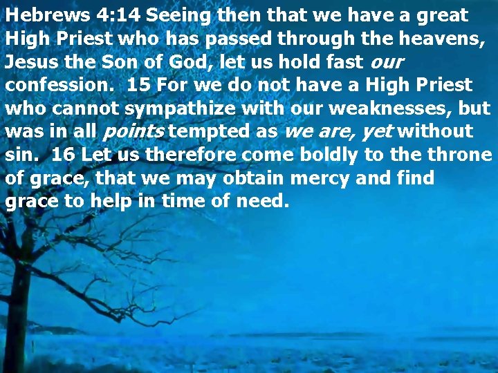 Hebrews 4: 14 Seeing then that we have a great High Priest who has