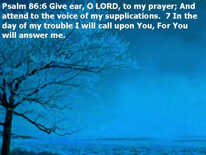 Psalm 86: 6 Give ear, O LORD, to my prayer; And attend to the