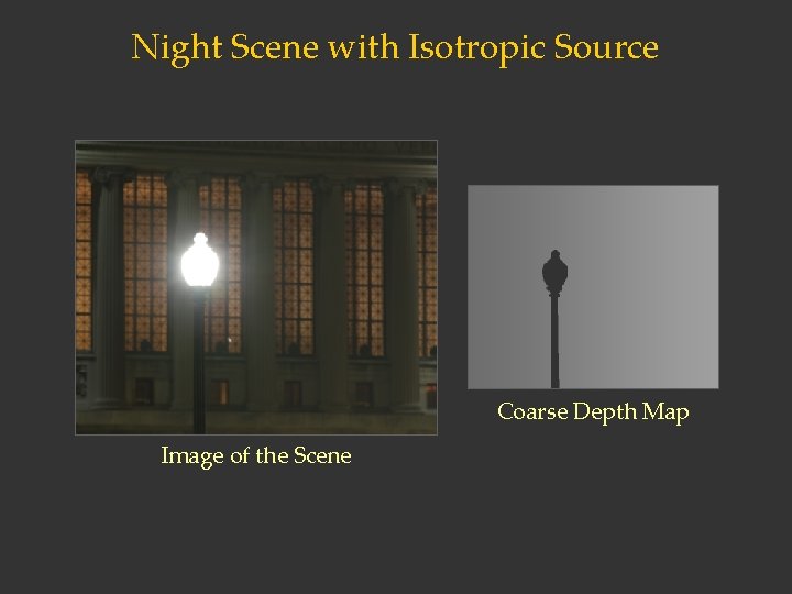 Night Scene with Isotropic Source Coarse Depth Map Image of the Scene 