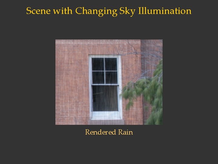 Scene with Changing Sky Illumination Rendered Rain 