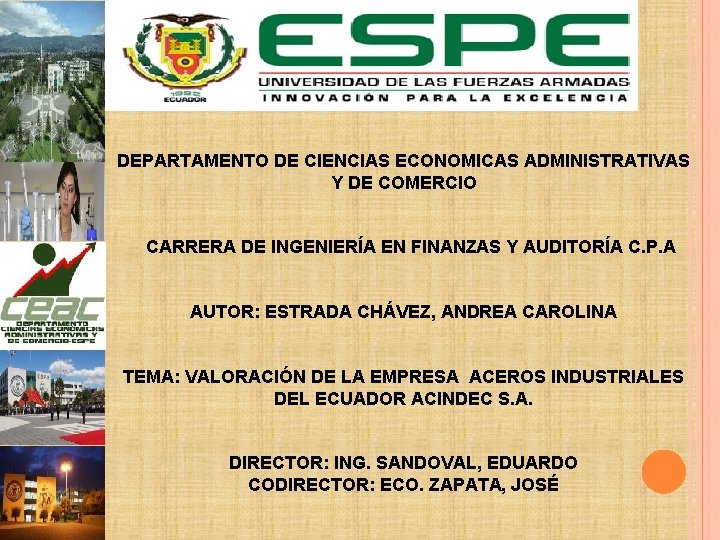 DEPARTAMENTO DE CIENCIAS ECONOMICAS ADMINISTRATIVAS Y DE COMERCIO CARRERA DE INGENIERÍA EN FINANZAS Y