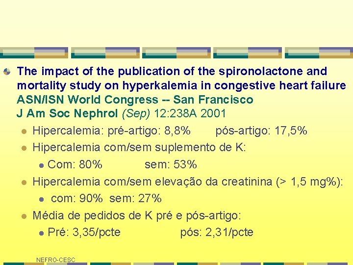 The impact of the publication of the spironolactone and mortality study on hyperkalemia in The impact of the publication of the spironolactone and mortality study on hyperkalemia in