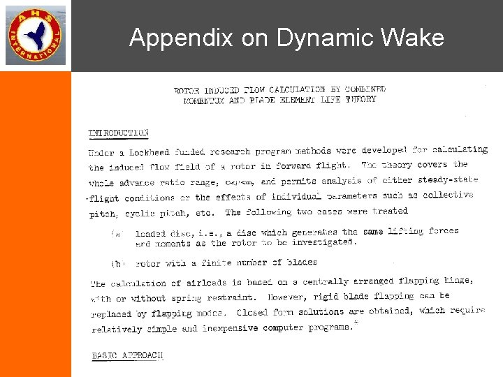 Appendix on Dynamic Wake 