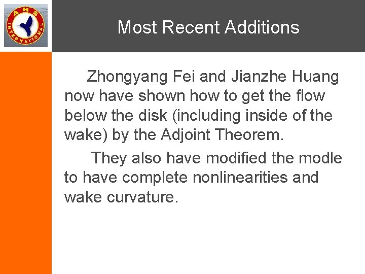 Most Recent Additions Zhongyang Fei and Jianzhe Huang now have shown how to get