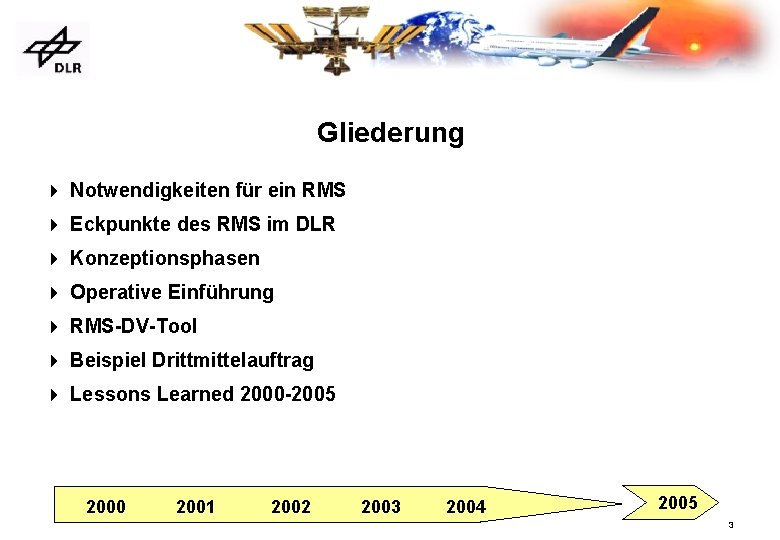 Gliederung 4 Notwendigkeiten für ein RMS 4 Eckpunkte des RMS im DLR 4 Konzeptionsphasen