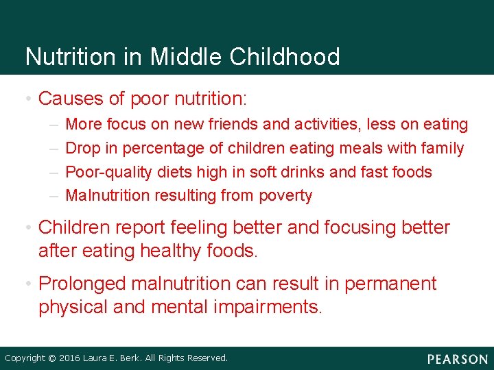 Nutrition in Middle Childhood • Causes of poor nutrition: – – More focus on Nutrition in Middle Childhood • Causes of poor nutrition: – – More focus on