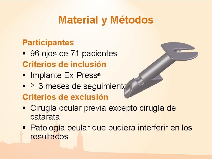 Material y Métodos Participantes § 96 ojos de 71 pacientes Criterios de inclusión § Material y Métodos Participantes § 96 ojos de 71 pacientes Criterios de inclusión §