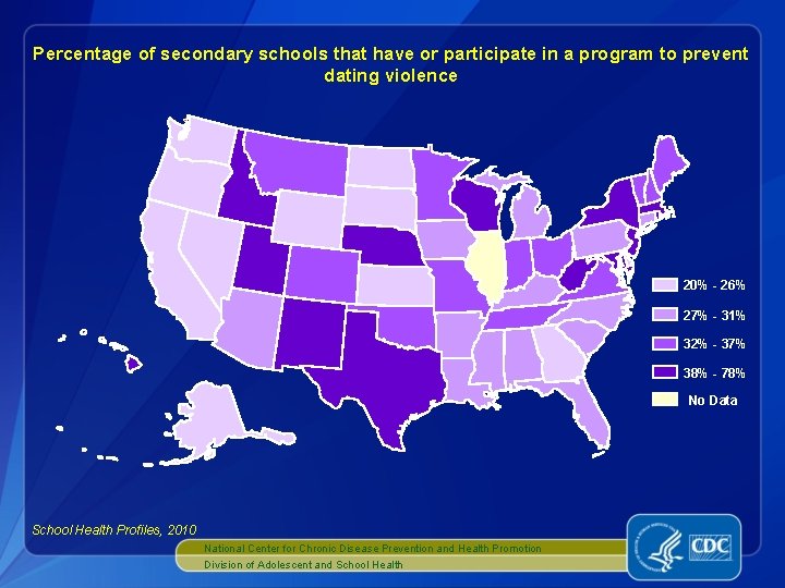 Percentage of secondary schools that have or participate in a program to prevent dating