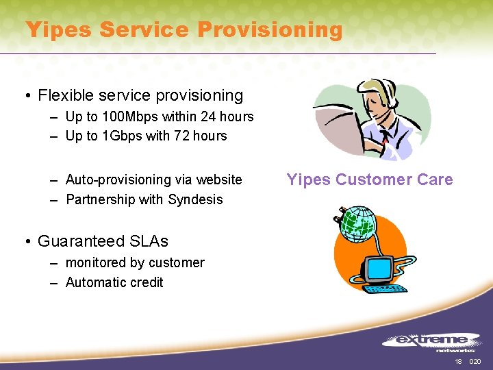 Yipes Service Provisioning • Flexible service provisioning – Up to 100 Mbps within 24