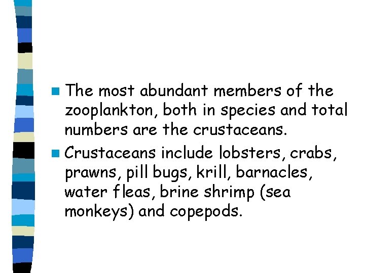 n The most abundant members of the zooplankton, both in species and total numbers