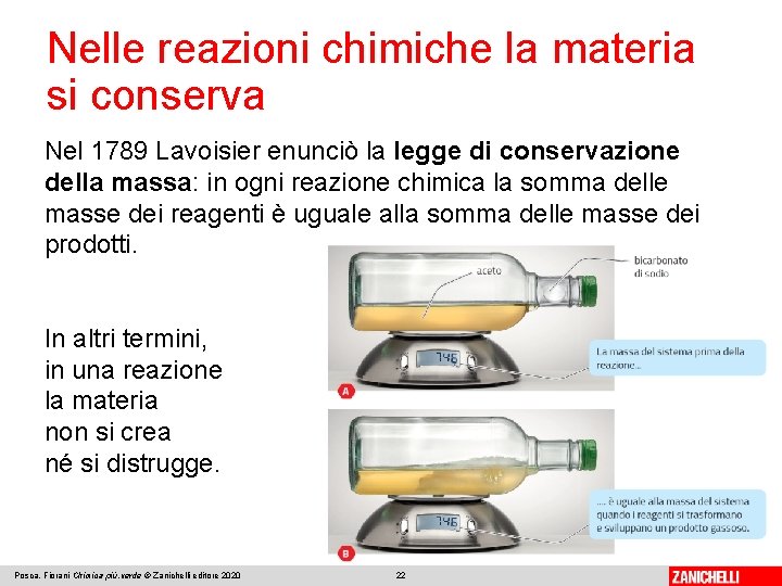 Nelle reazioni chimiche la materia si conserva Nel 1789 Lavoisier enunciò la legge di