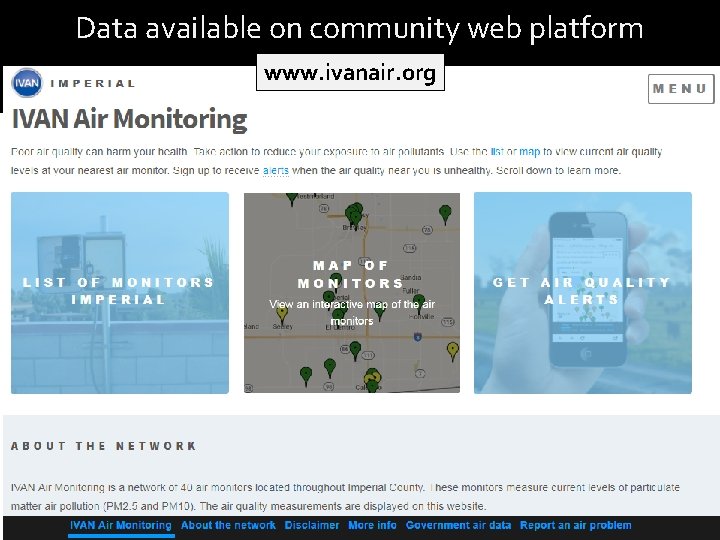 Data available on community web platform www. ivanair. org 