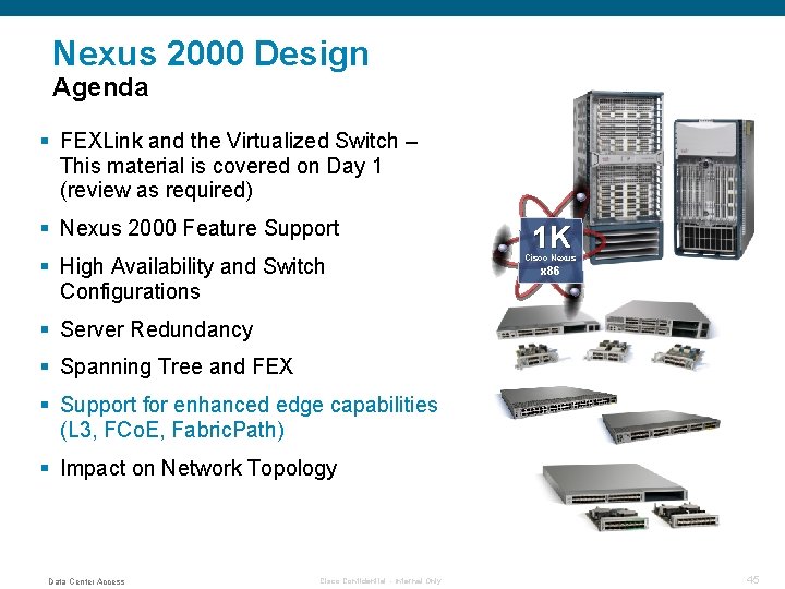 Nexus 2000 Design Agenda § FEXLink and the Virtualized Switch – This material is