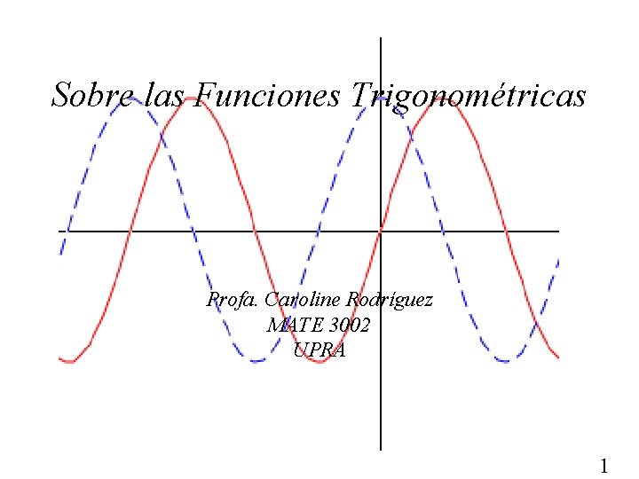 Sobre las Funciones Trigonométricas Profa. Caroline Rodríguez MATE 3002 UPRA 1 