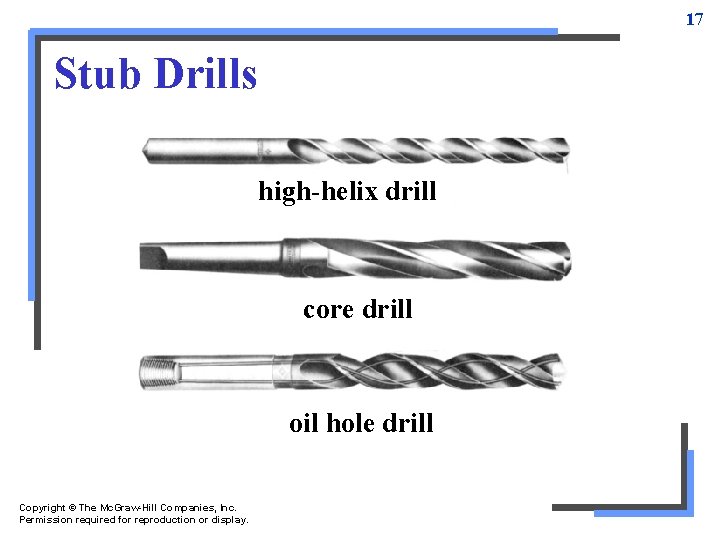 17 Stub Drills high-helix drill core drill oil hole drill Copyright © The Mc. 17 Stub Drills high-helix drill core drill oil hole drill Copyright © The Mc.