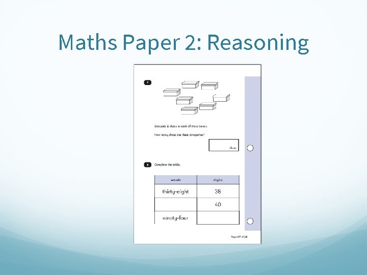 Maths Paper 2: Reasoning 