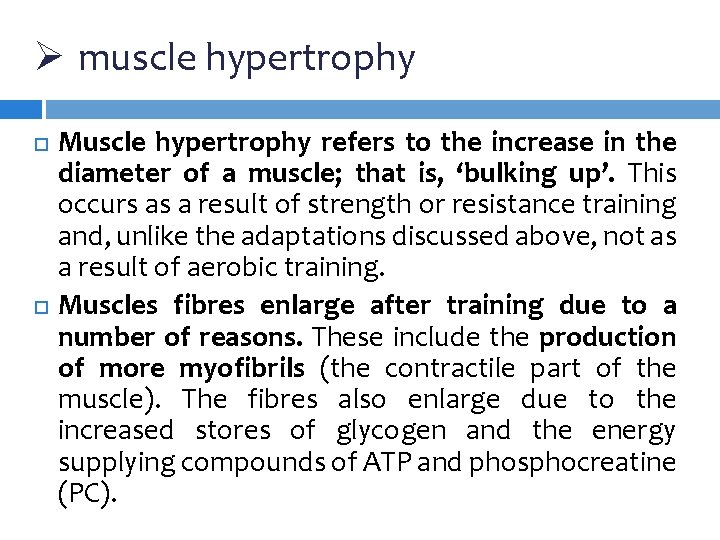 Ø muscle hypertrophy Muscle hypertrophy refers to the increase in the diameter of a Ø muscle hypertrophy Muscle hypertrophy refers to the increase in the diameter of a