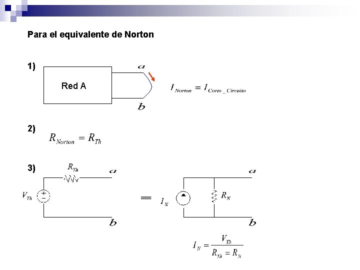 Para el equivalente de Norton 1) Red A 2) 3) 