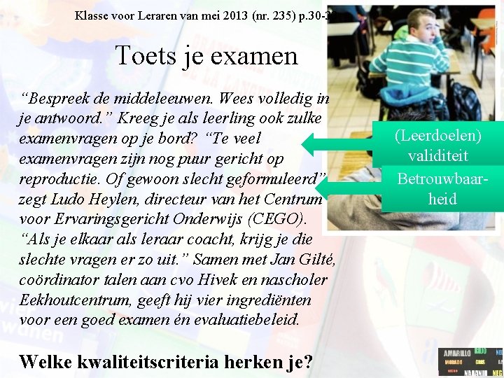 Klasse voor Leraren van mei 2013 (nr. 235) p. 30 -33 Toets je examen