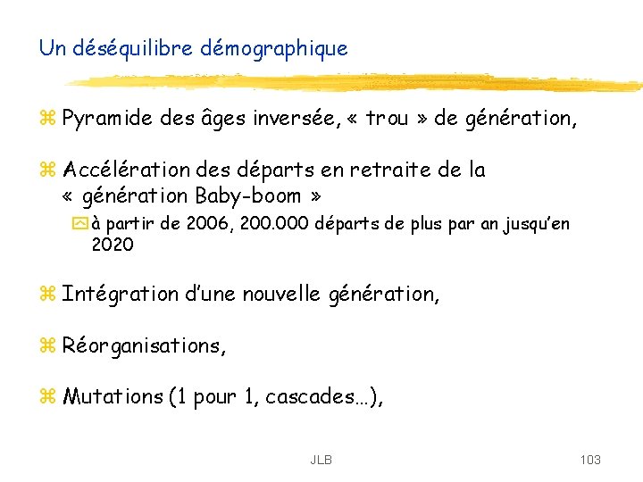 Un déséquilibre démographique z Pyramide des âges inversée, « trou » de génération, z Un déséquilibre démographique z Pyramide des âges inversée, « trou » de génération, z