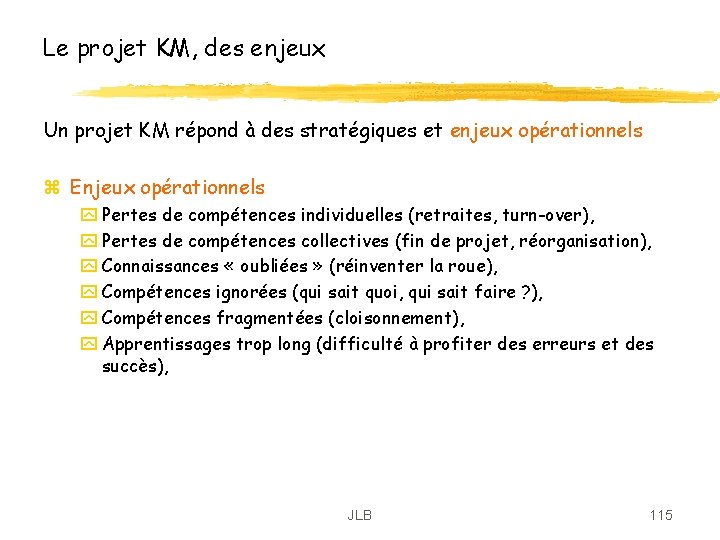 Le projet KM, des enjeux Un projet KM répond à des stratégiques et enjeux Le projet KM, des enjeux Un projet KM répond à des stratégiques et enjeux