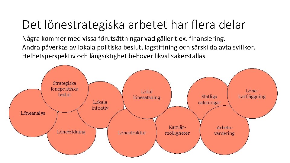 Det lönestrategiska arbetet har flera delar Några kommer med vissa förutsättningar vad gäller t.