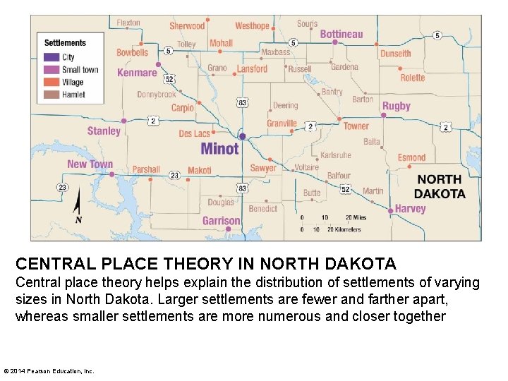 CENTRAL PLACE THEORY IN NORTH DAKOTA Central place theory helps explain the distribution of