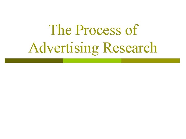 The Process of Advertising Research The Process of Advertising Research