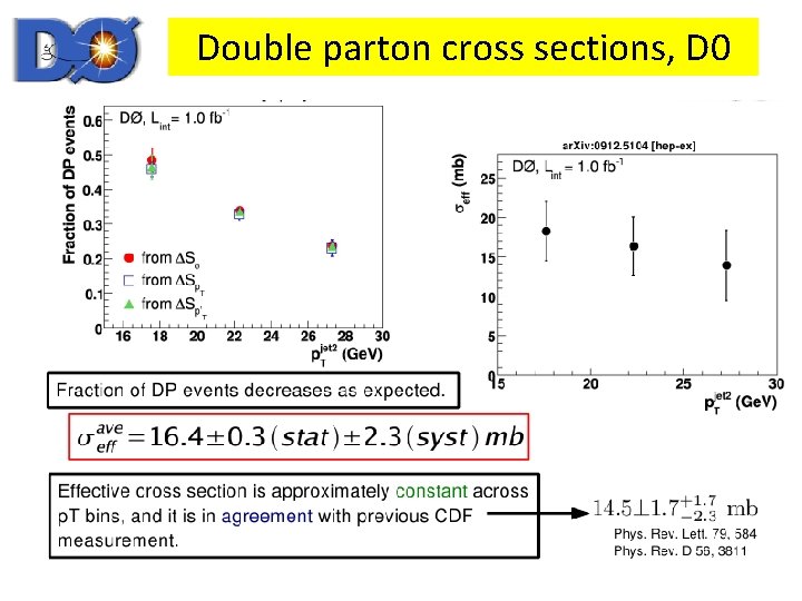 Double parton cross sections, D 0 