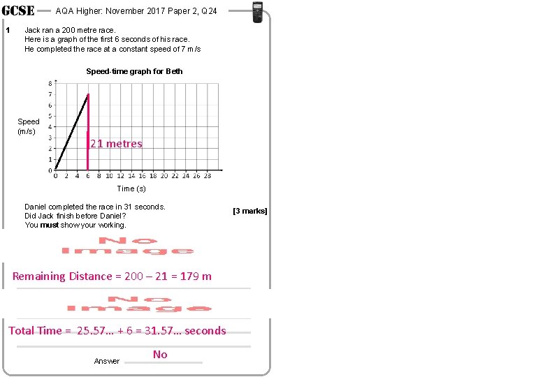 AQA Higher: November 2017 Paper 2, Q 24 1 Jack ran a 200 metre