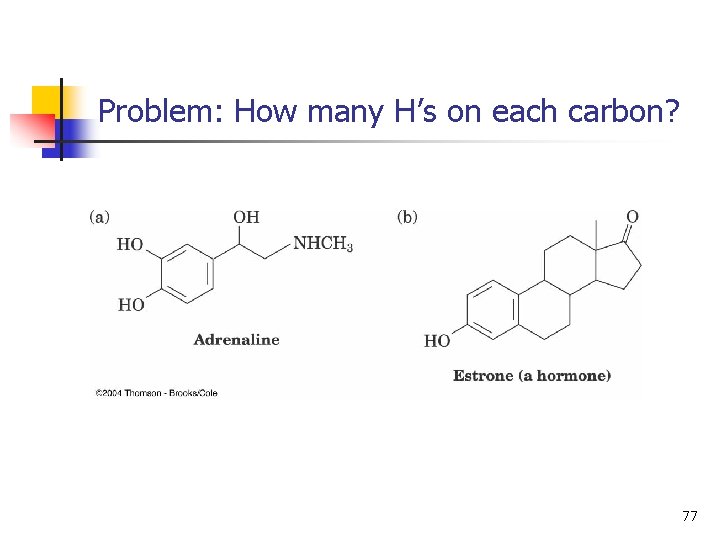 Problem: How many H’s on each carbon? 77 