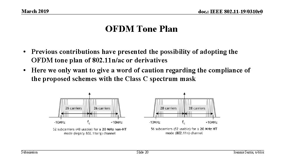 March 2019 doc. : IEEE 802. 11 -19/0310 r 0 OFDM Tone Plan •