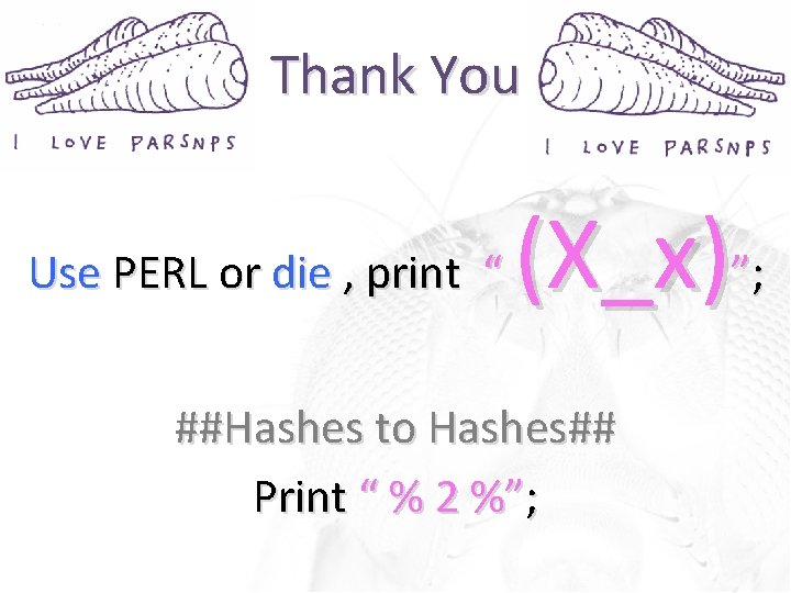 Thank You Use PERL or die , print “ (X_x)”; ##Hashes to Hashes## Print