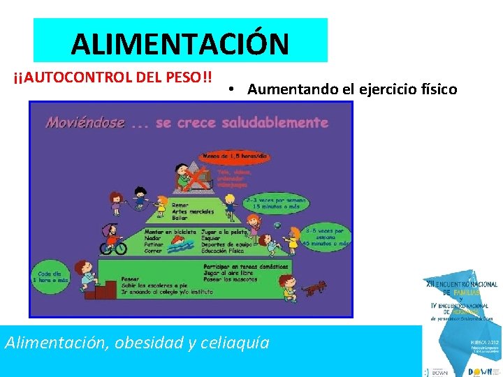ALIMENTACIÓN ¡¡AUTOCONTROL DEL PESO!! • Aumentando el ejercicio físico Alimentación, obesidad y celiaquía 