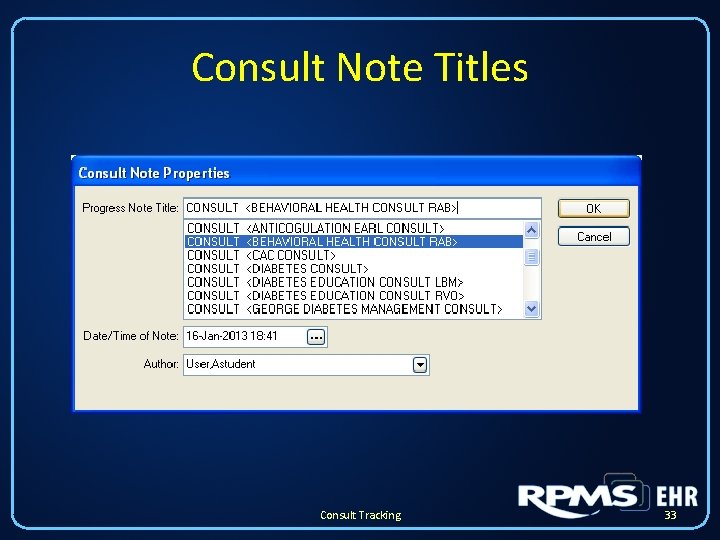 Consult Note Titles Consult Tracking 33 Consult Note Titles Consult Tracking 33