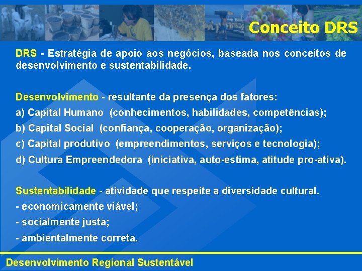 Conceito DRS - Estratégia de apoio aos negócios, baseada nos conceitos de desenvolvimento e