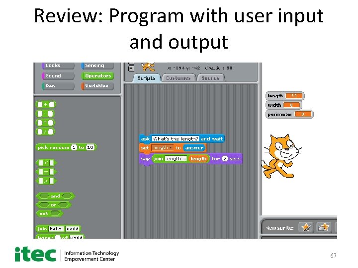 Review: Program with user input and output 67 