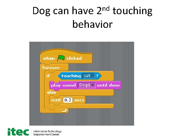 Dog can have 2 nd touching behavior 