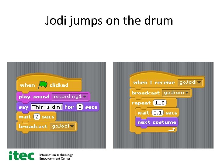 Jodi jumps on the drum Story teller script Jodi’s script 