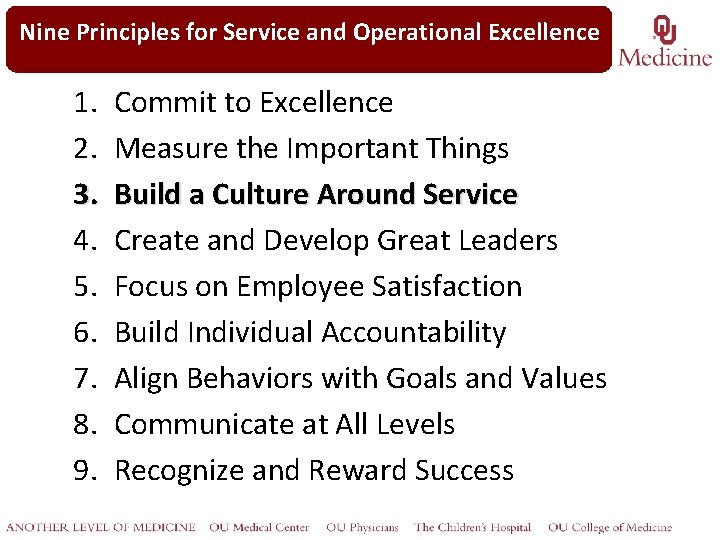 Nine Click. Principles to edit Master for Service title style and Operational Excellence 1.