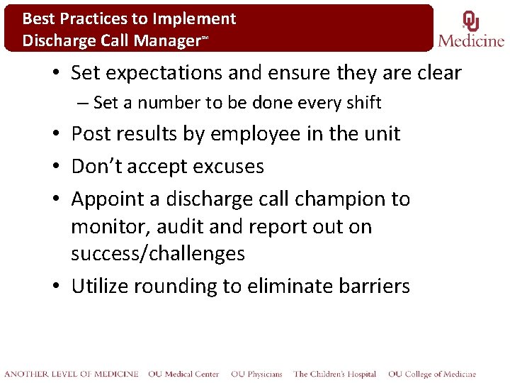 Best to Implement Click Practices to edit Master title style Discharge Call Manager SM