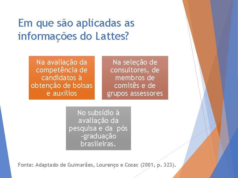 Em que são aplicadas as informações do Lattes? Na avaliação da competência de candidatos