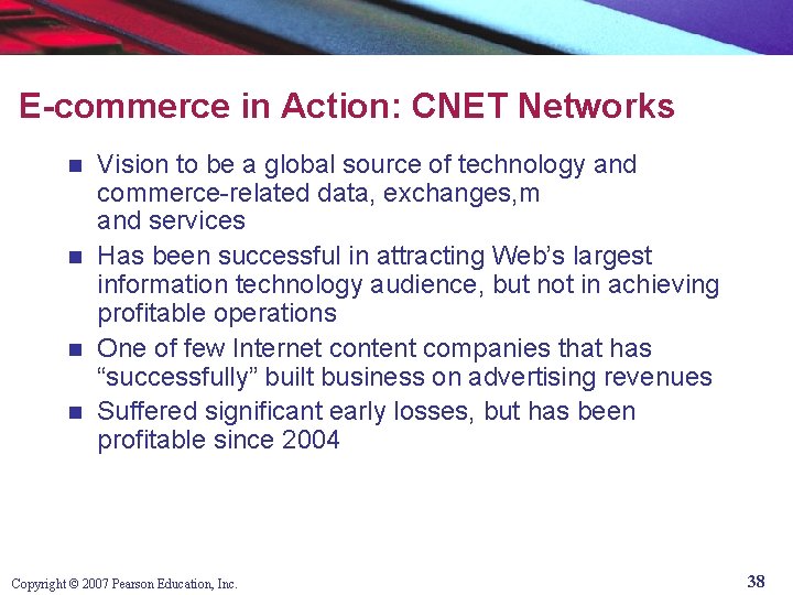 E-commerce in Action: CNET Networks Vision to be a global source of technology and