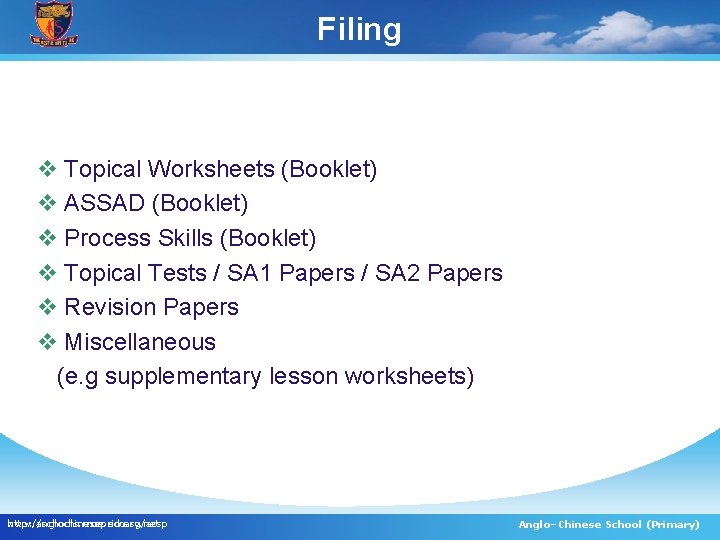 Filing v Topical Worksheets (Booklet) v ASSAD (Booklet) v Process Skills (Booklet) v Topical