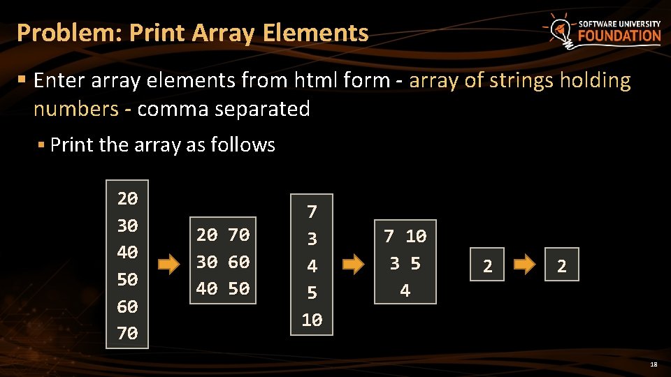 Problem: Print Array Elements § Enter array elements from html form - array of