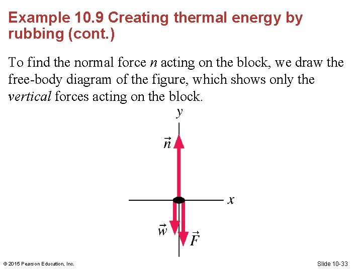 Example 10. 9 Creating thermal energy by rubbing (cont. ) To find the normal